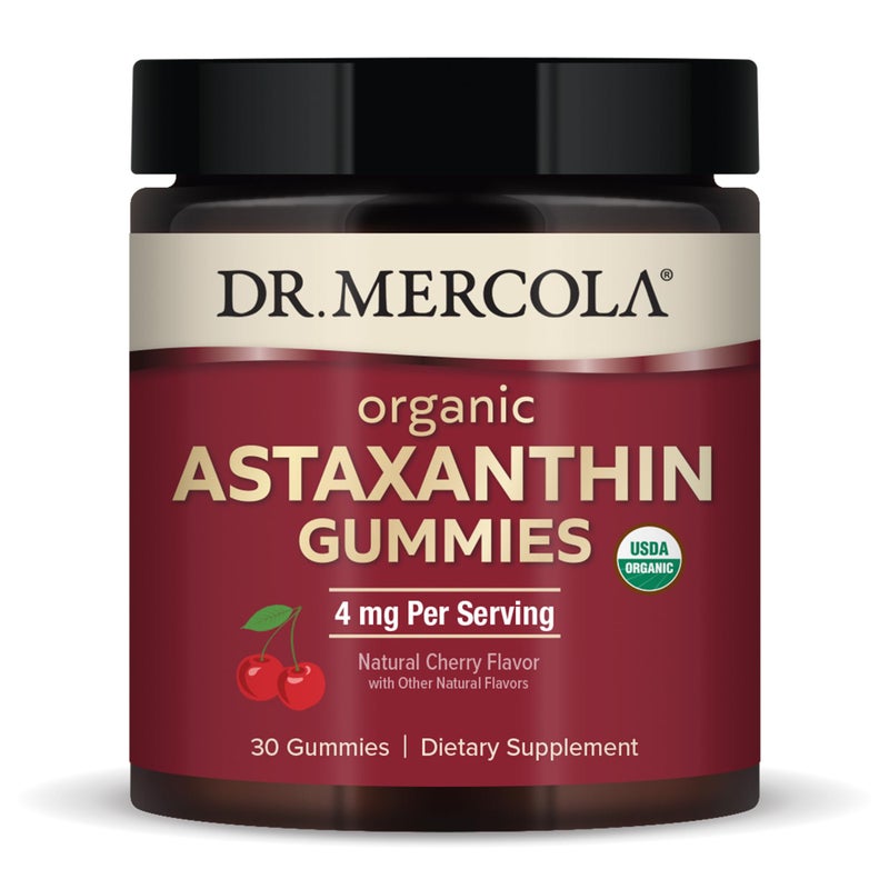 Dr. Mercola Organic Astaxanthin Gummies, 30 Servings (30 Gummies), 4 mg Per Serving, Dietary Supplement, Antioxidant and Immune Support, Certified Organic, Non-GMO - Image 1